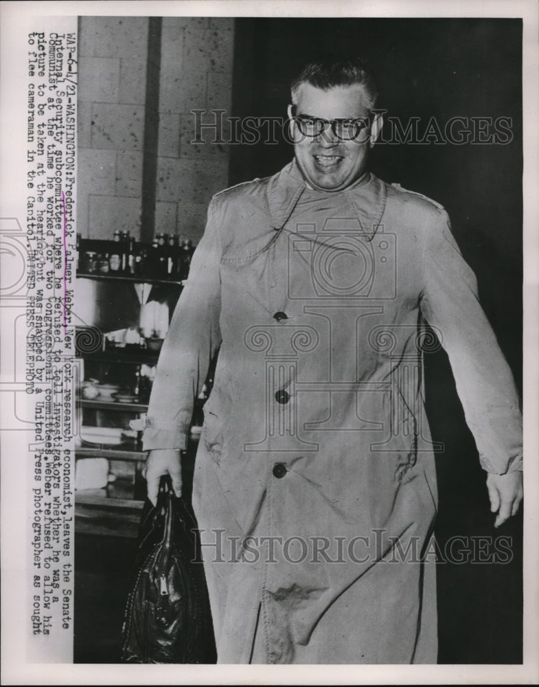 1953 Press Photo Wash.D.C. Frederick Palmer Weber, NY economist - Historic Images