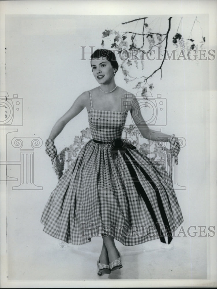 1950 A party dress made of gingham  for 1950-Historic Images