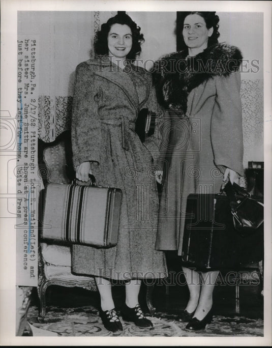 1952 Press Photo Pittsburgh, Pa Lois E Weilans & sister Mrs June Smith - Historic Images