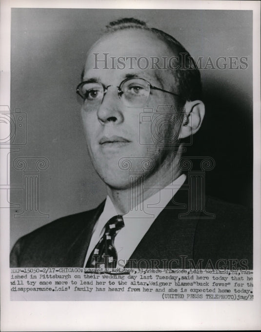 1952 Press Photo Chicago, Ill Edward McNigner, fiancee vanished in Pitts,Pa - Historic Images