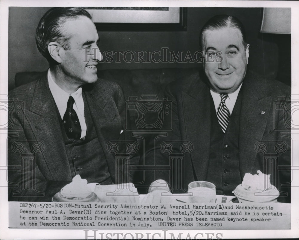 1952 Mutual Security Administrator W. Averell Harriman and Ma. Gov. - Historic Images