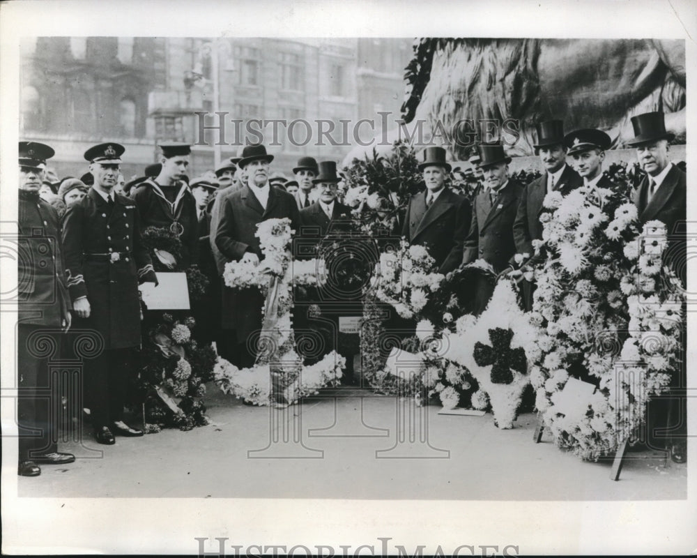 1934 Press Photo High Commissioners of London laid wreaths at Nelson&#39;s Column - Historic Images