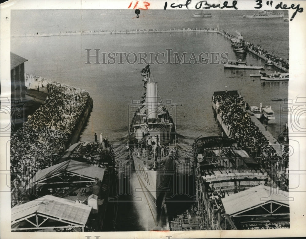 1940 An Elevation View Of The Recent Launching In Rio Of Destroyer-Historic Images