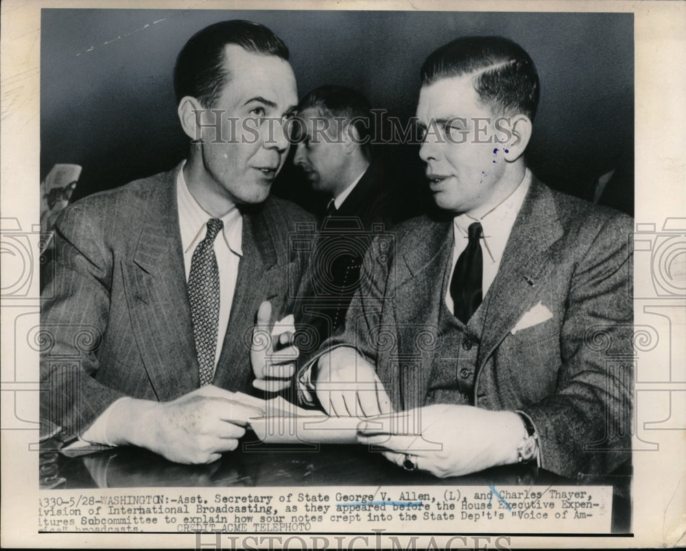 1948 Asst sec of State George Allen &amp; C Thayer of Intl Broadcasting-Historic Images