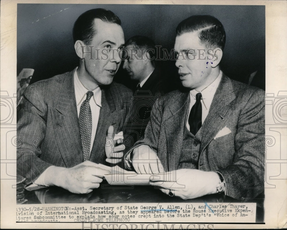 1948 Asst sec of State George Allen & C Thayer of Intl Broadcasting-Historic Images