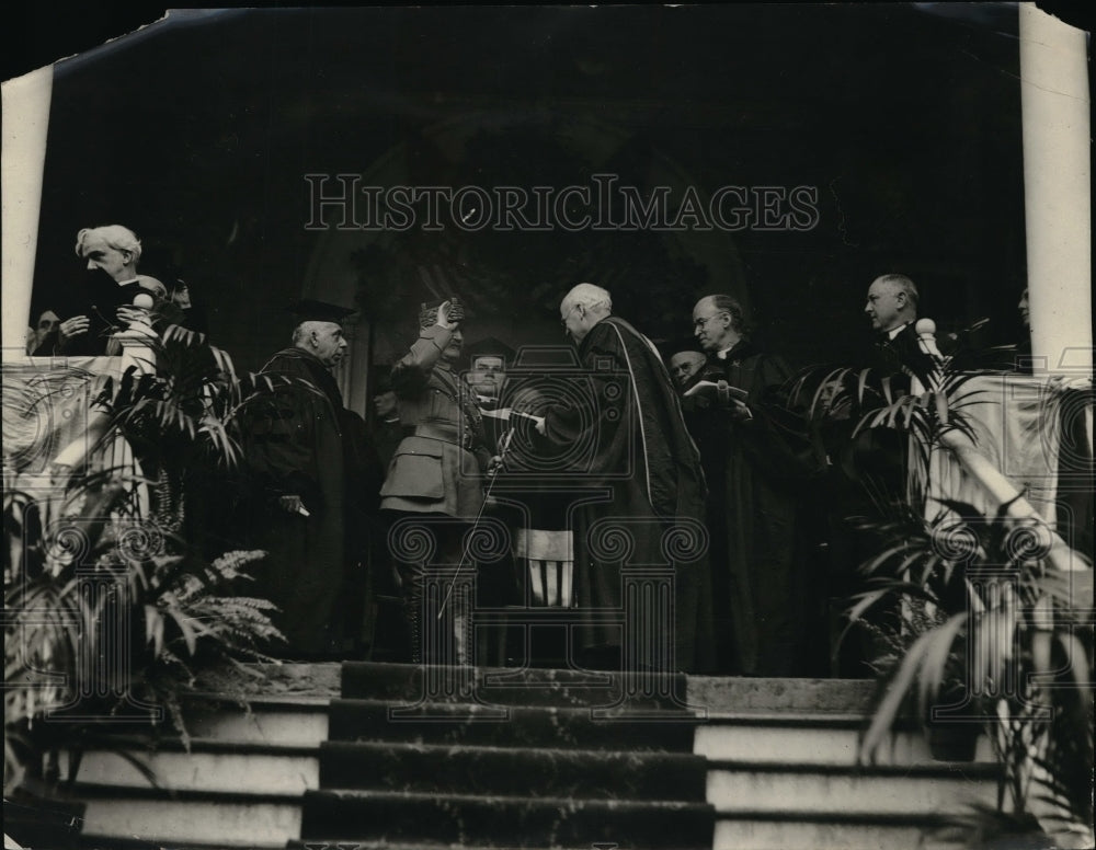1921 Marshal Foch receiving the Sword of Honor from Rev Joseph - Historic Images