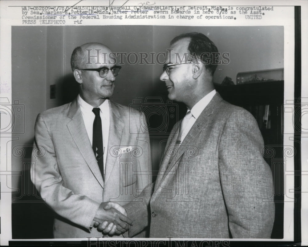 1957 Wendell O Edwards Sen. Charles Potter Federal Housing Admin - Historic Images