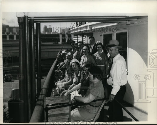 1939 Edwards Food Stores Employees on a Boat - Historic Images