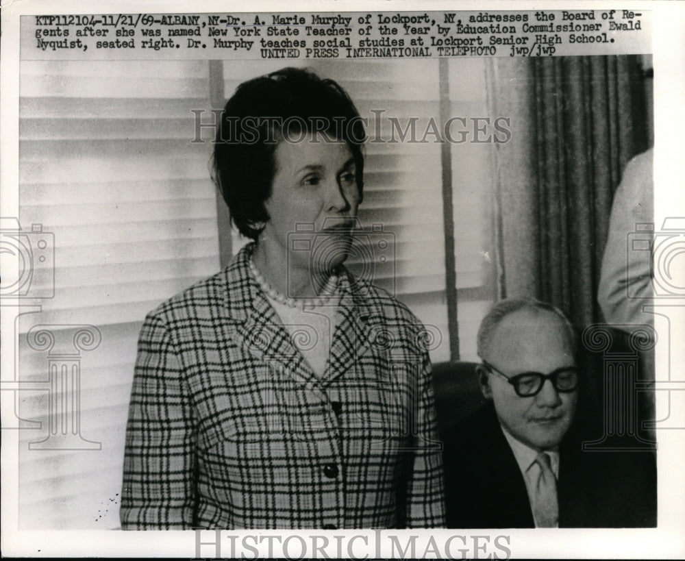 1969 Press Photo Albany, NY Dr A Marie Murphy &amp; Ewald Nyquist - Historic Images