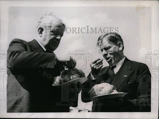 1938 Press Photo Philadelphia, Sen. James J Davis & Arthur James campaign-Historic Images