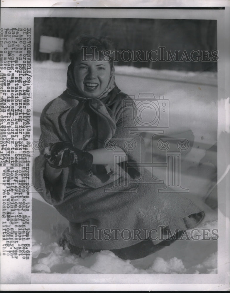 1954 Marian Schneider Denver Colorado Rocky Mountain Snow Sledding - Historic Images