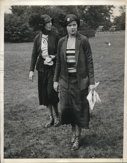 1931 Press Photo Mrs D.A. Lockhart & daughter Dorothy at Piping Horse show, NY - Historic Images