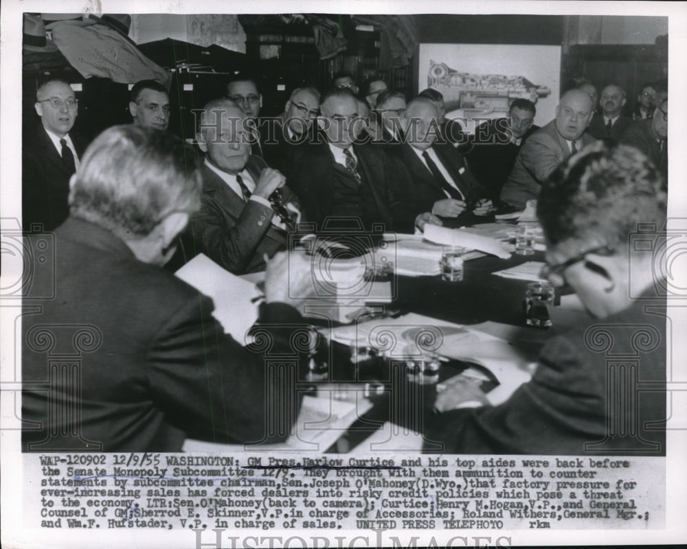 1955 Press Photo General Motors President Harlow Curtice Testifies - neb61639 - Historic Images