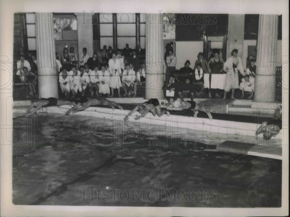 1937 Press Photo 220 Yard Free Style At Columbia University Pool - Historic Images