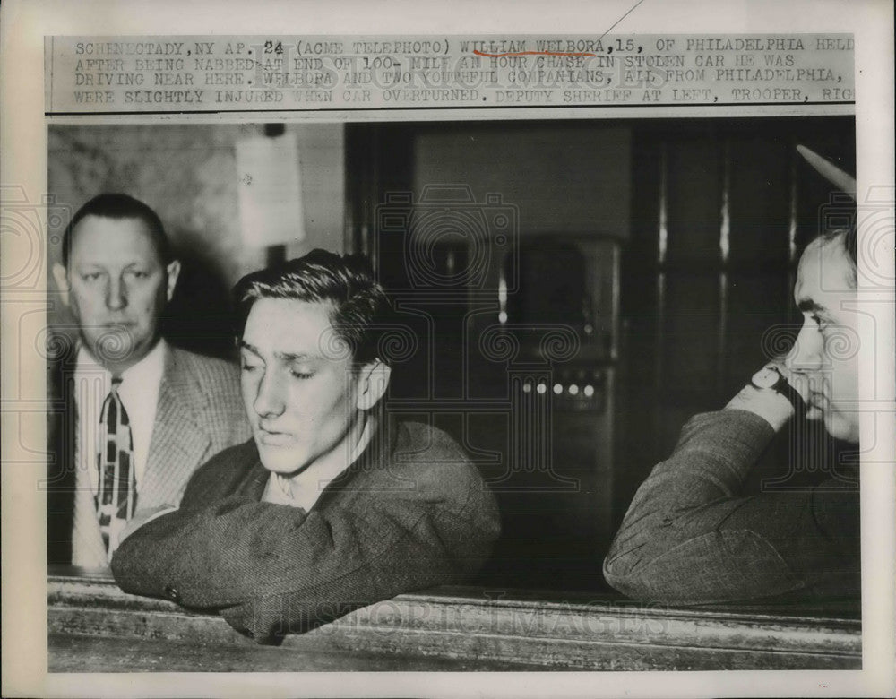 1940 Press Photo William Welbora held after an hour of chase in stolen car - Historic Images
