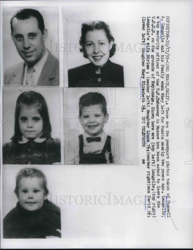 1959 Press Photo Passport photos of Russell Langelle &amp; family - neb62953 - Historic Images