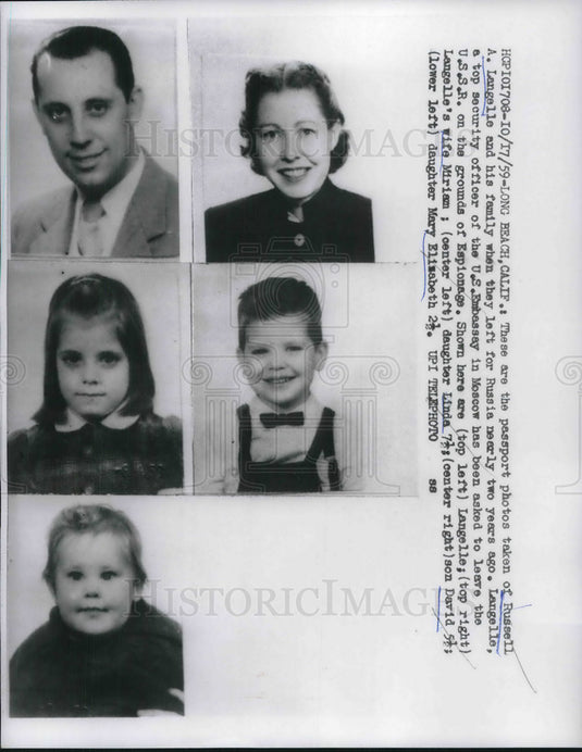 1959 Press Photo Passport photos of Russell Langelle & family - neb62953 - Historic Images