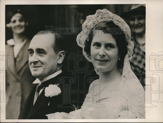 1940 Press Photo London, Adolf Kunz, German Embassy & bride Esther Waldegrave - Historic Images