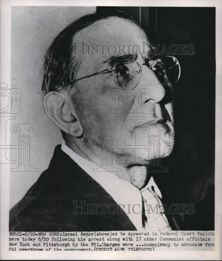 1951 Press Photo communist Israel Amter arrested for conspiracy against govt. - Historic Images