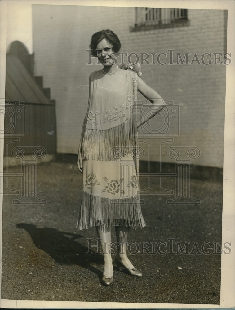1926 Emma Dickerman, wearing an embroidered apricot crepe Spanish-Historic Images