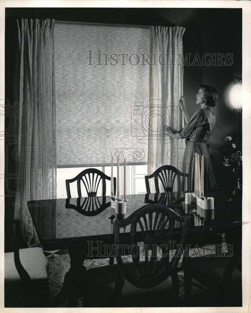 1954 A new type of window fashions in a family dining room-Historic Images