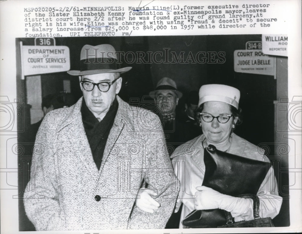 1961 Press Photo Marvin Kline Found Guilty of Grand Larceny, Wife Charged - Historic Images