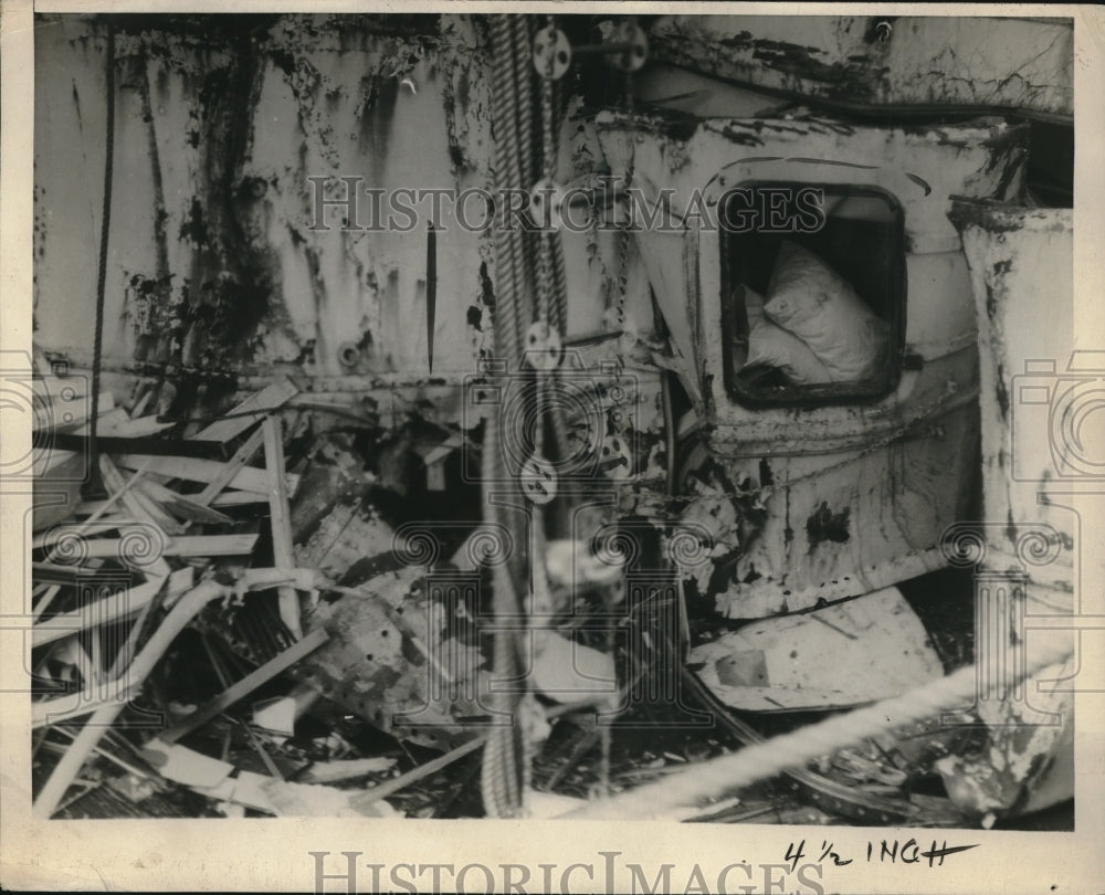 1924 Damaged to a ship after an explosion - Historic Images