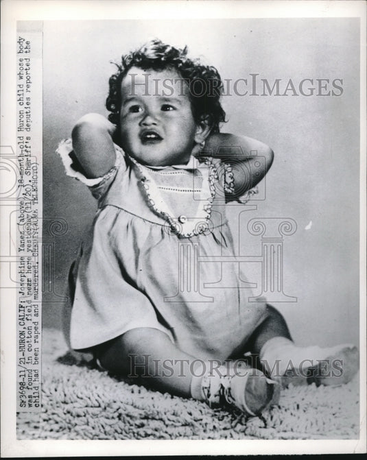 1949 Press Photo Josephine Yanez at 18 Months, Found Raped and Murdered in Huron - Historic Images