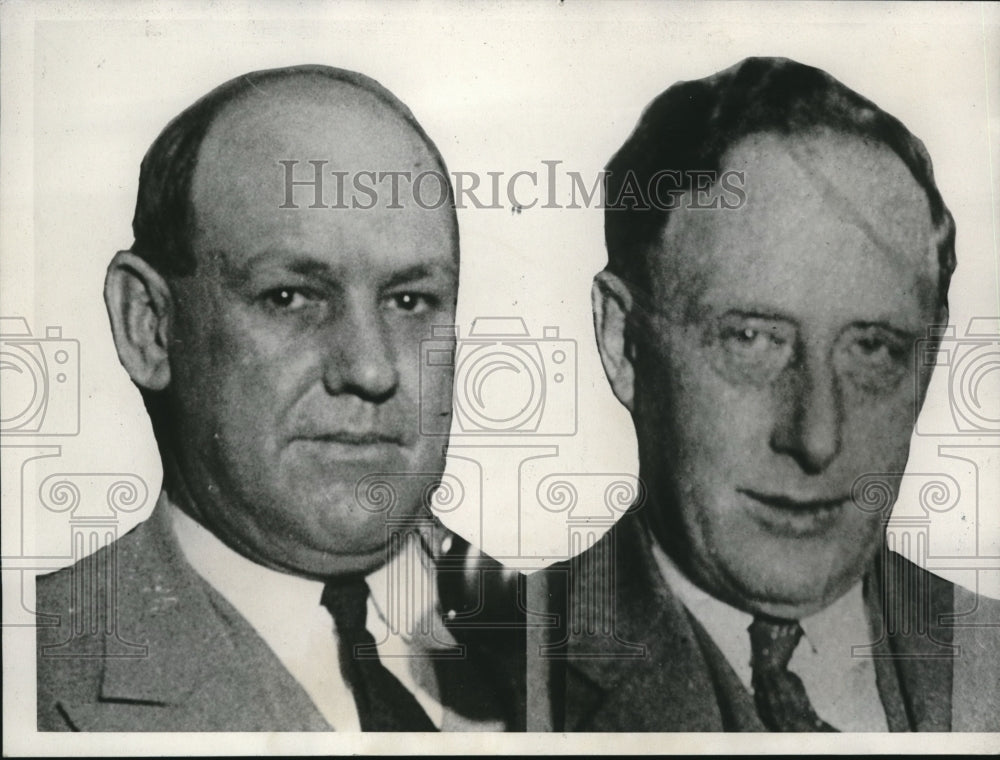 1933 Press Photo Albert J. Clark Chief Capt. William J. Armstrong Kidnap Hunt - Historic Images