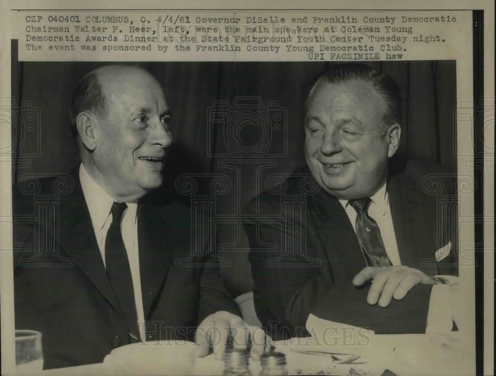 1961 Press Photo Ohio Governor DiSalle & Walter F Hear of Democratic Party-Historic Images