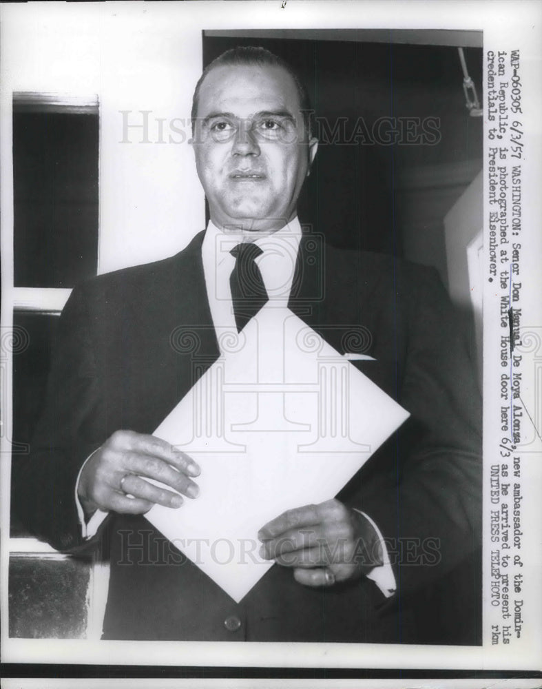 1957 Don Manual De Moya Alonza new ambassador of Dominican Republic - Historic Images