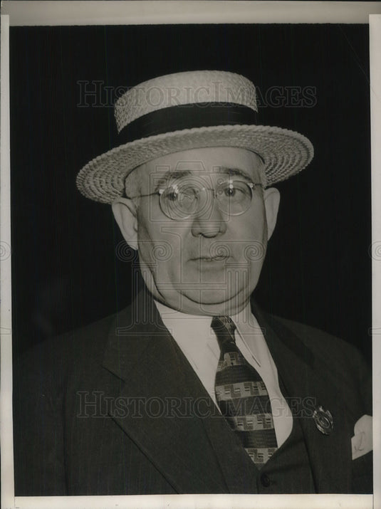 1937 Press Photo Cambria County Sheriff Michael Boyle at Bethlehem Steel Corp - Historic Images
