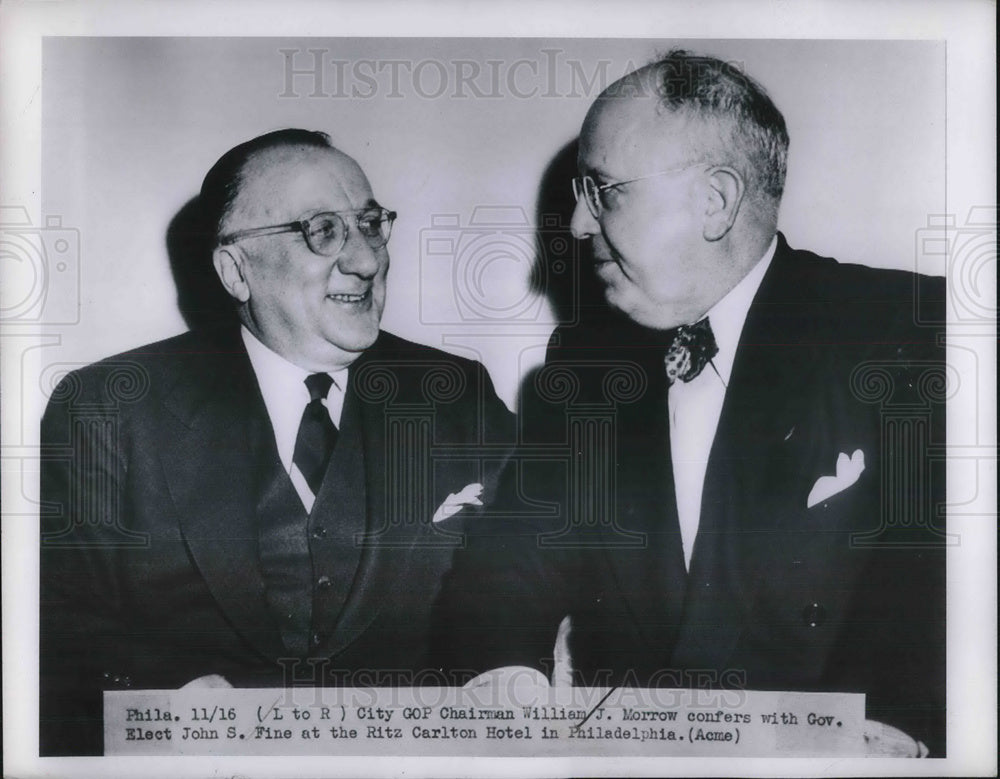 1950 William J. Morrow GOP Chairman with Gov John S. Fine - Historic Images