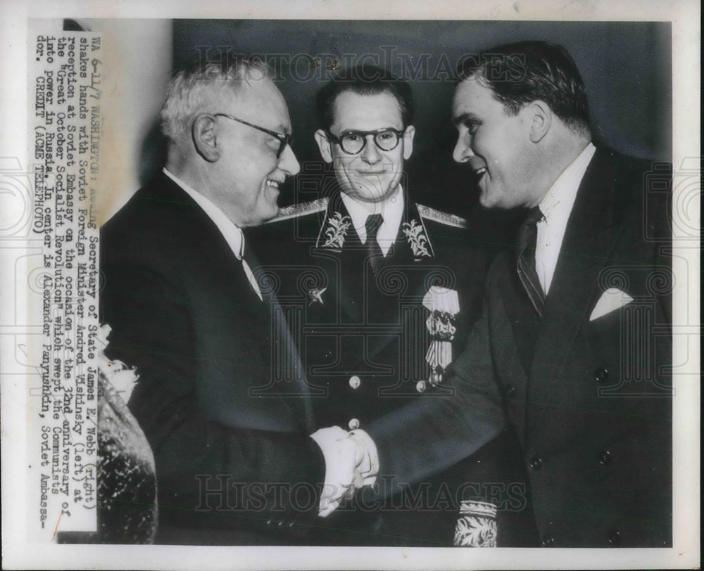 1949 Press Photo Acticng Secretary of State James Webb, Societ Andrei Vishinsky - Historic Images