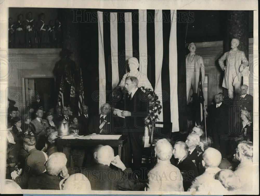 1927 Press Photo Georgia Gov LG Hardman speaks at dedication of Hamilton statue - Historic Images