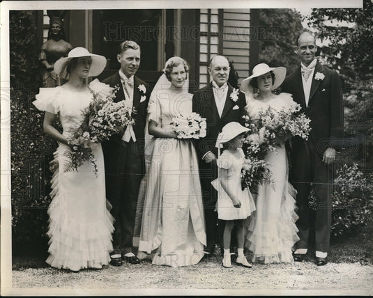 1933 Press Photo Asst Secretary of War Harry Woodring weds Helen Coolidge in MA - Historic Images