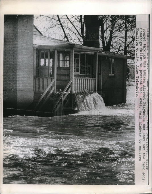 1948 Water pours through Lunken Airport Playhouse  - Historic Images