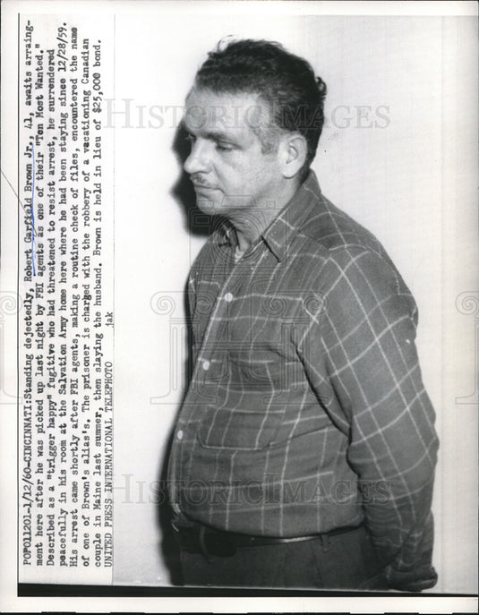 1960 Robert Garfield Brown Jr. , Ten most Wanted by FBI  - Historic Images