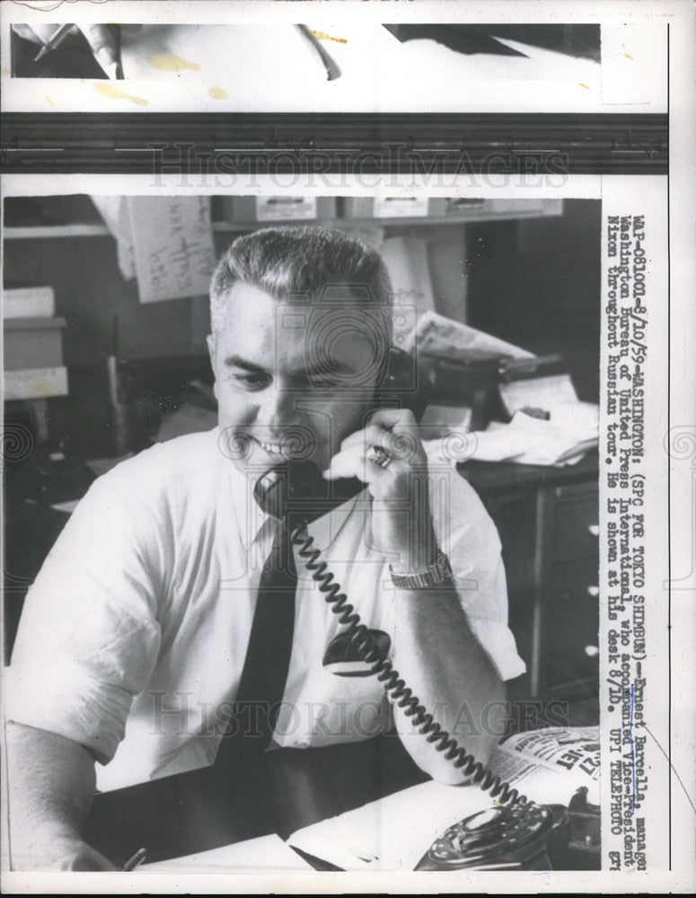 1959 Press Photo Ernest Barcella, Manager of Wash. Bureau of United Press Intl-Historic Images