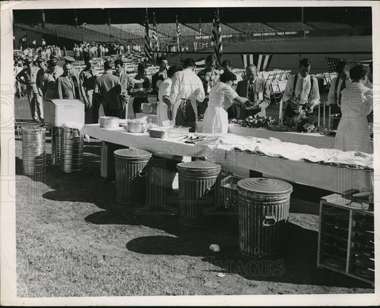 1950 Food served during draft event  - Historic Images