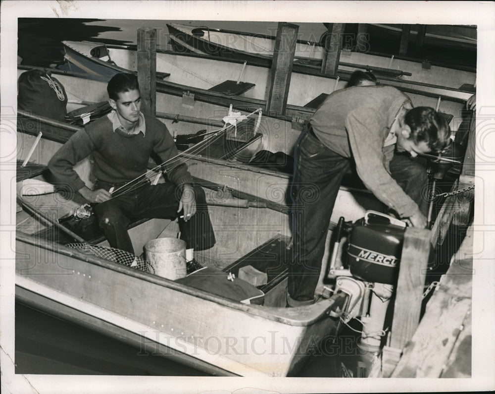 1951 Ray Smith and Walter Kasten fishing at Rocky River  - Historic Images