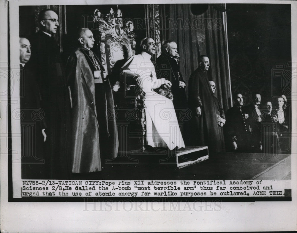 1938 Press Photo Pope Pius XII addresses the Pontifical Academy of Sciences - Historic Images