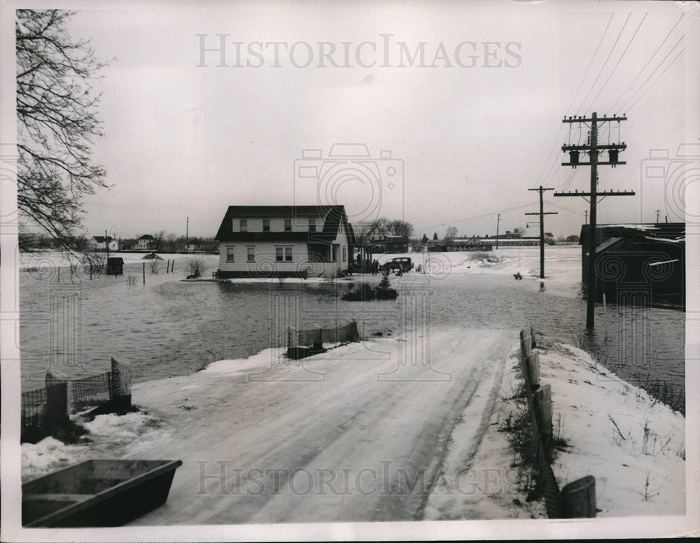 1936 Black Horse Pike under of water as a result of melting snow-Historic Images