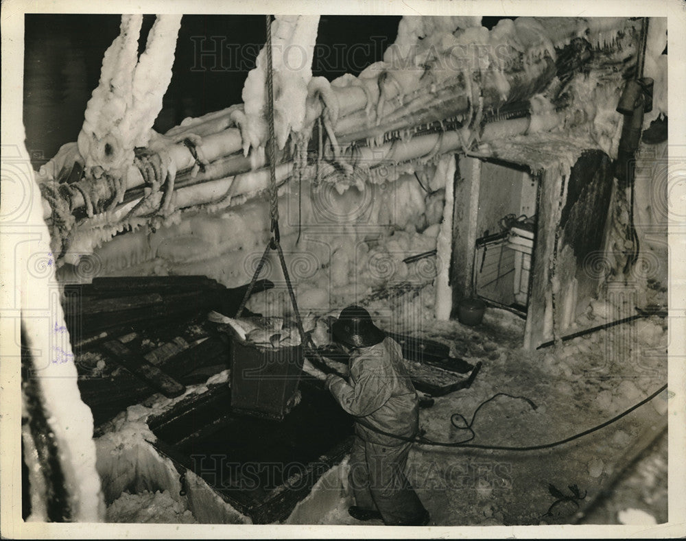 1936 Crew Member Removes Fish From Hold Of Ship-Historic Images