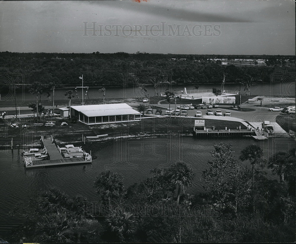 1961 Aerial view of Coral Gables, Florida boat docks  - Historic Images