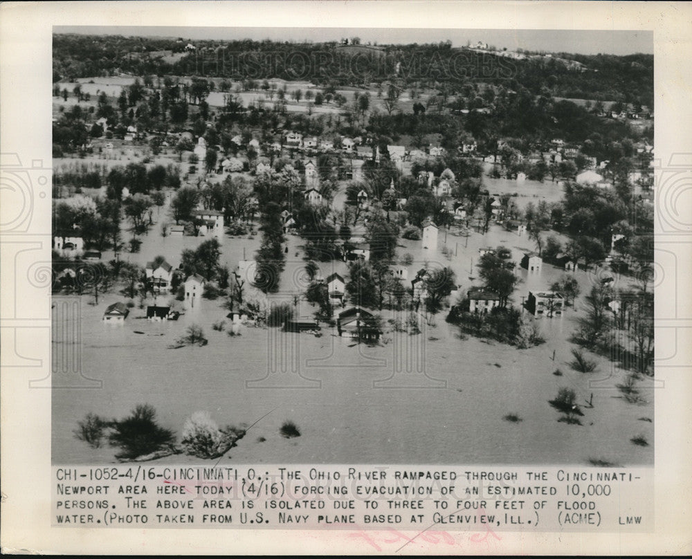 1948 View of Cincinnati Ohio after Ohio river flood - Historic Images