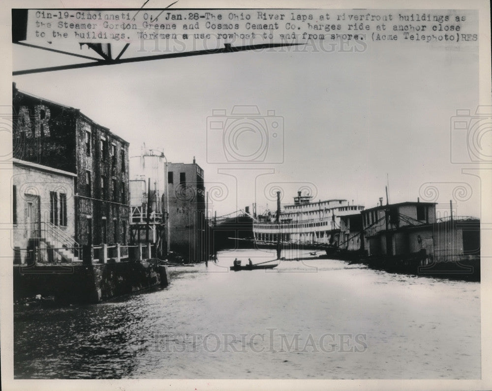 1949 Press Photo Flooded streets of Cincinnati after the Ohio River flooded-Historic Images