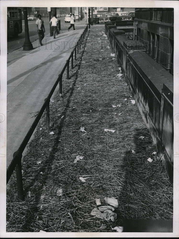 1957 Press Photo Sidewalk On City Street - neb70300 - Historic Images