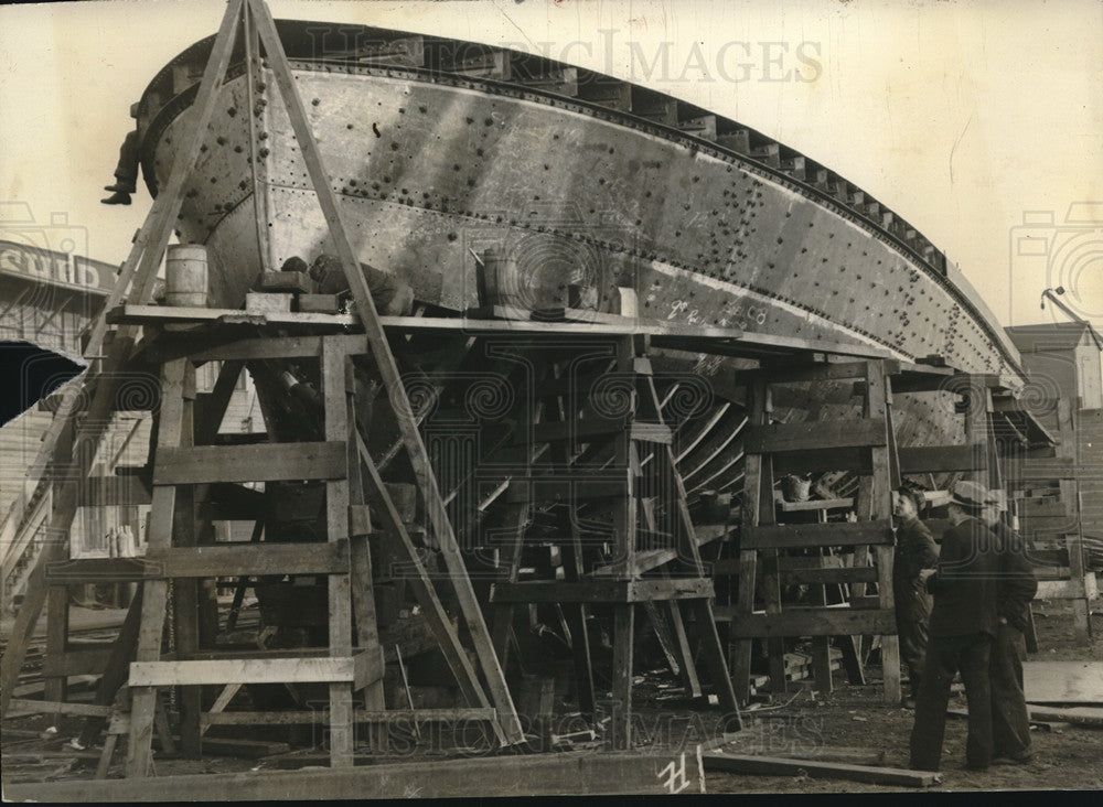 1928 Lighhouse tender ship Maple in drydock  - Historic Images