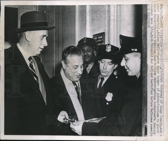 1951 Press Photo NYC, D.A. Miles McDonald,J Hefland & J Bolle at Senate invest. - Historic Images